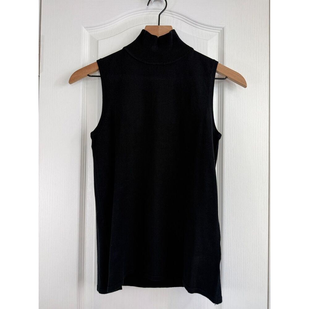 Melanie Lyne Women's Black Mock Neck Sleeveless Sweater Size S Small NWT
